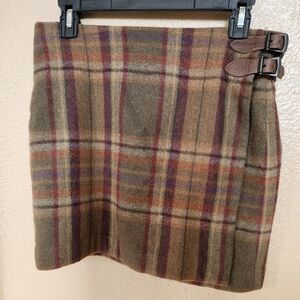 Ralph Lauren Wrap Around Wool Plaid Mini Skirt Size 6